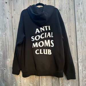 Hubs & Hers Anti Social Moms Club Oversized Hoodie Black Graphic